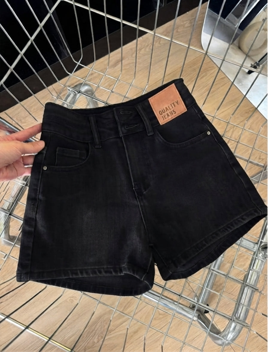 Short en Jean Taille Haute Double Bouton "Vintage Chic" - CJA Chic