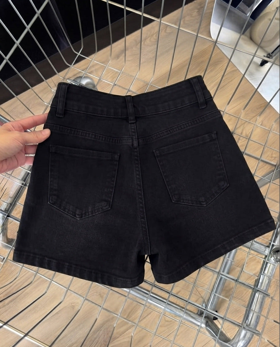 Short en Jean Taille Haute Double Bouton "Vintage Chic" - CJA Chic