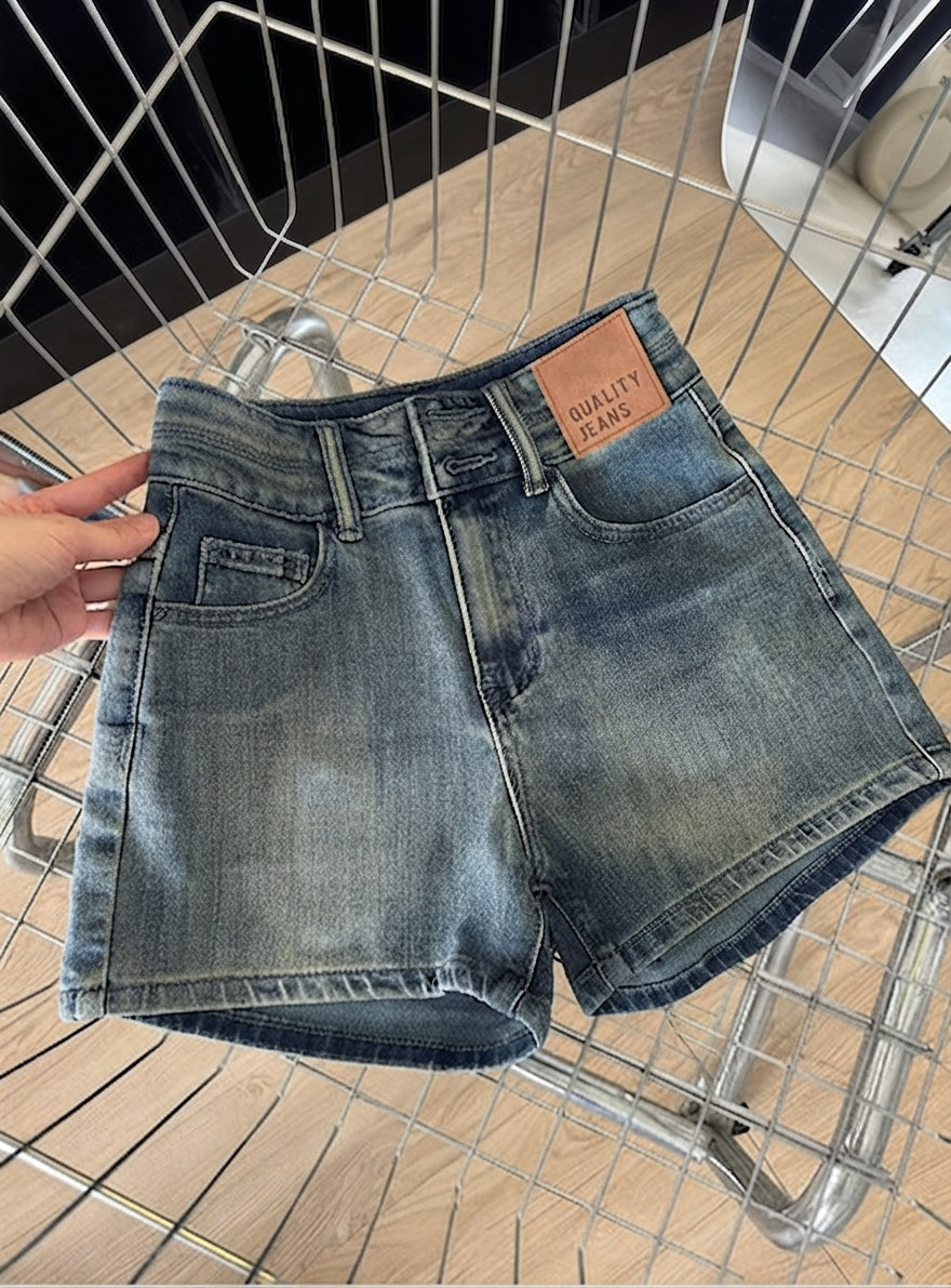 Short en Jean Taille Haute Double Bouton "Vintage Chic" - CJA Chic
