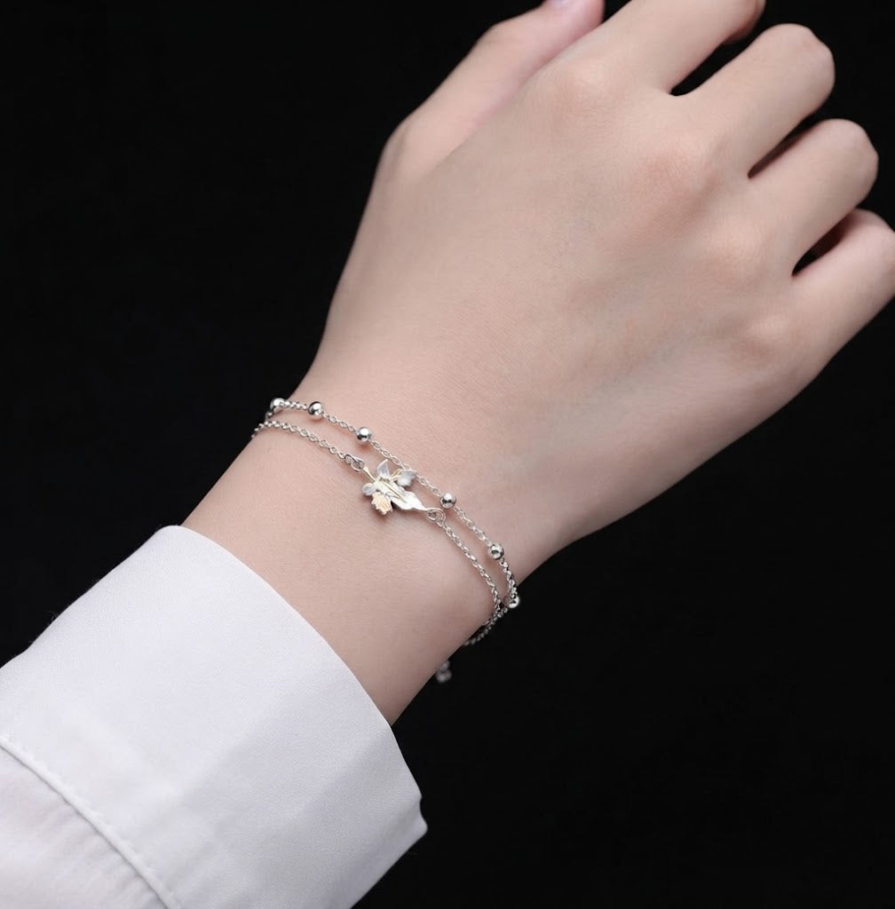 Bracelet de Couple Feuille d'Érable - Tressé Ajustable, Design Unique (Idée Cadeau)