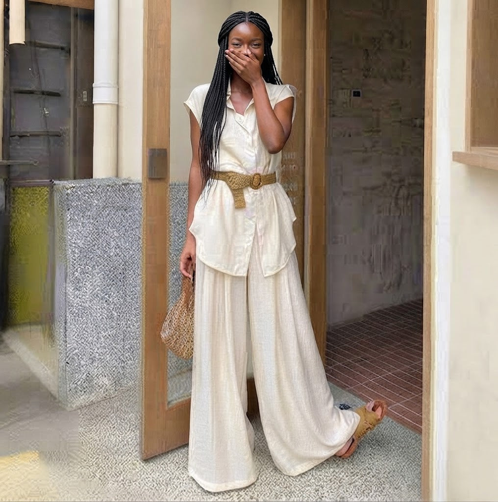 Ensemble Chic "Old Money" 2 Pièces – Haut et Pantalon Large